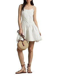 Paneled Eyelet Cotton Minidress