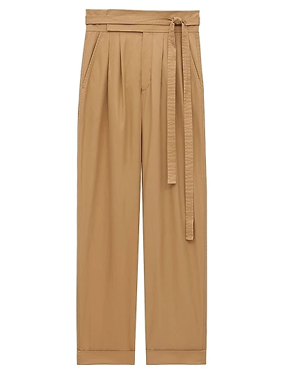 Paper Bag Pants Cotton Poplin