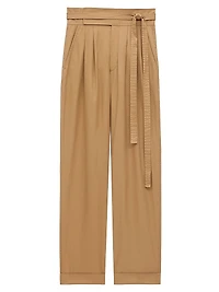Paper Bag Pants Cotton Poplin