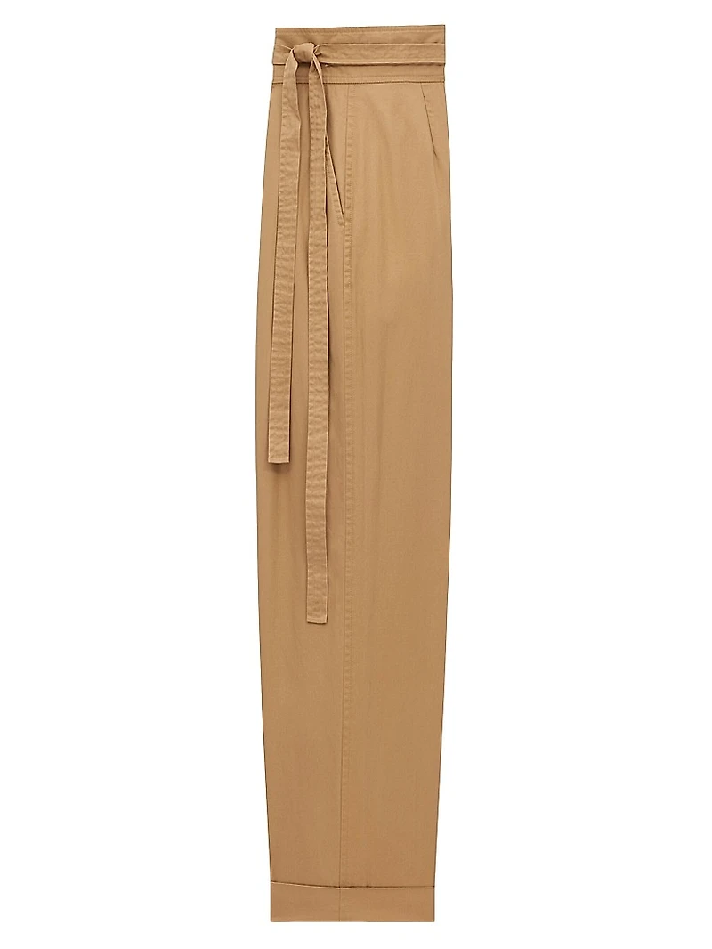 Paper Bag Pants Cotton Poplin