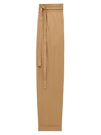 Paper Bag Pants Cotton Poplin