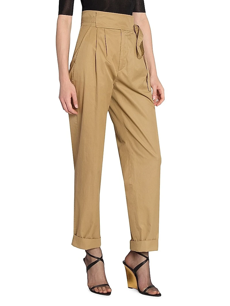 Paper Bag Pants Cotton Poplin