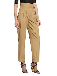Paper Bag Pants Cotton Poplin