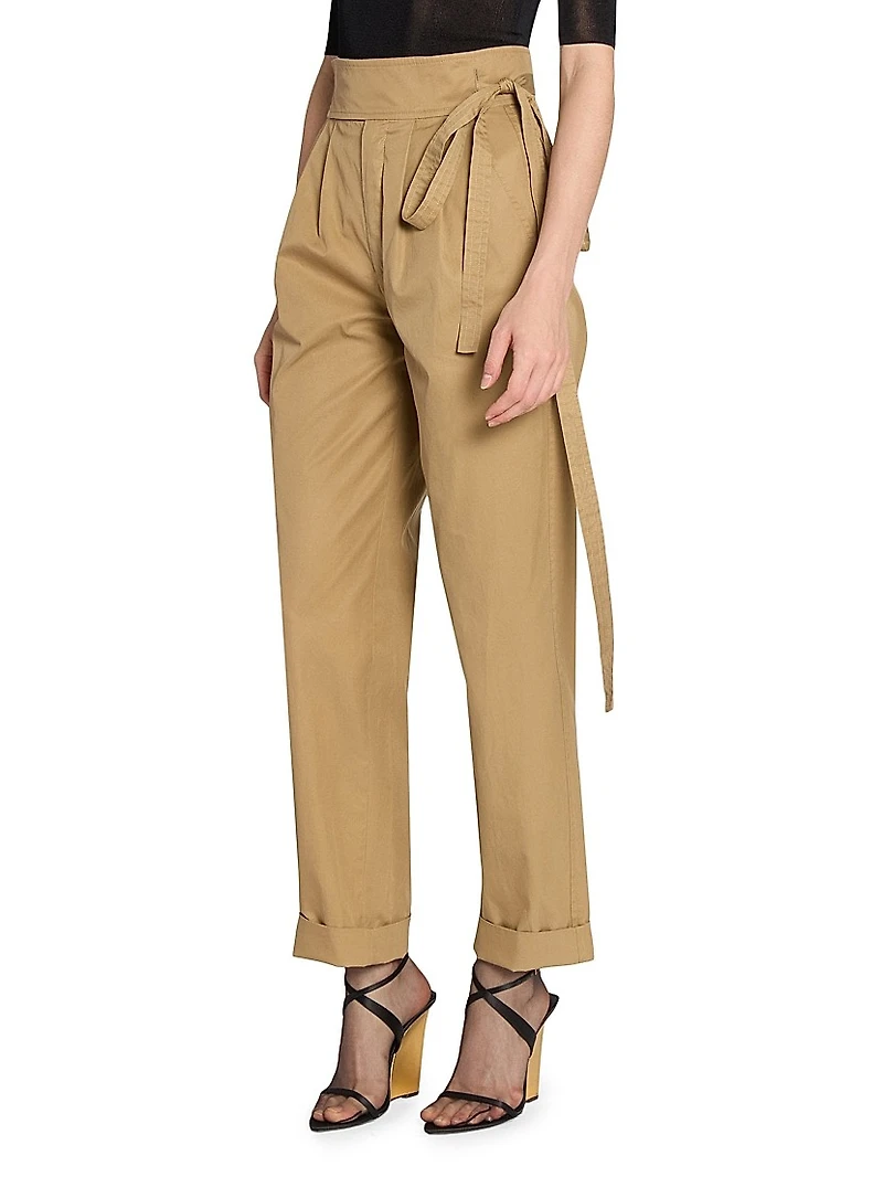 Paper Bag Pants Cotton Poplin