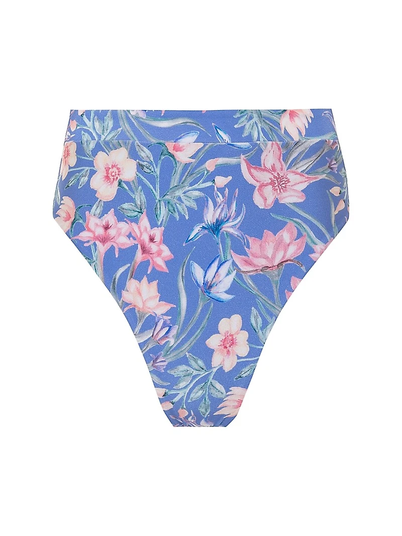 Amaryllis Floral High-Waist Bikini Bottom