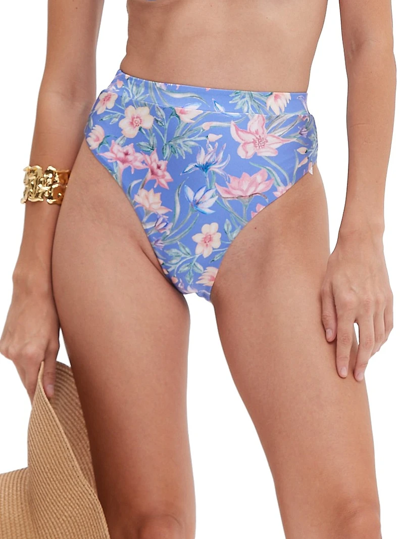 Amaryllis Floral High-Waist Bikini Bottom