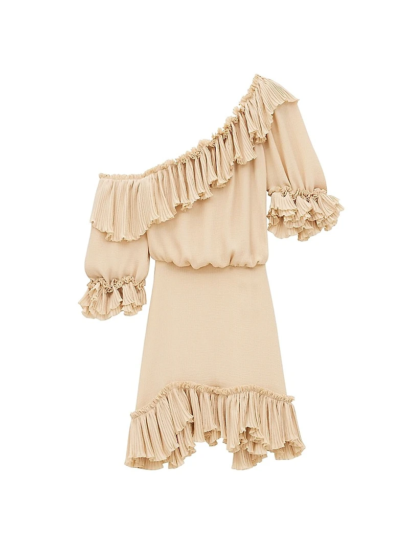 Ruffled Dress Silk Crepon Muslin