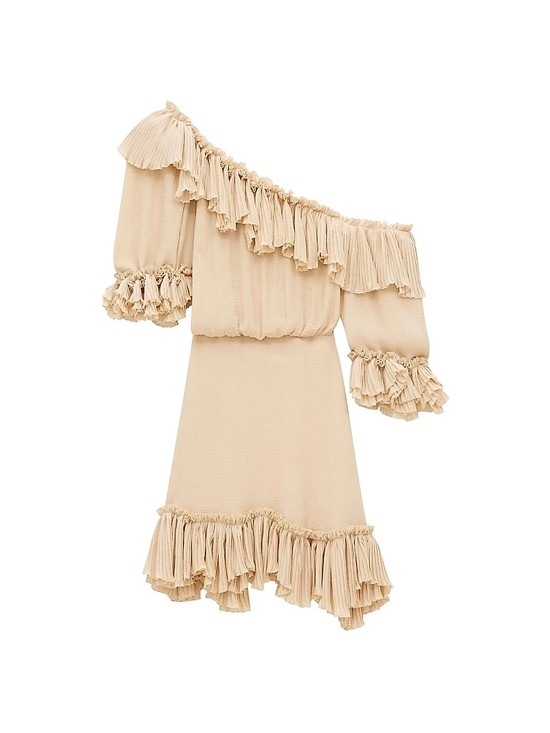 Ruffled Dress Silk Crepon Muslin