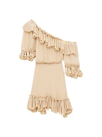 Ruffled Dress Silk Crepon Muslin