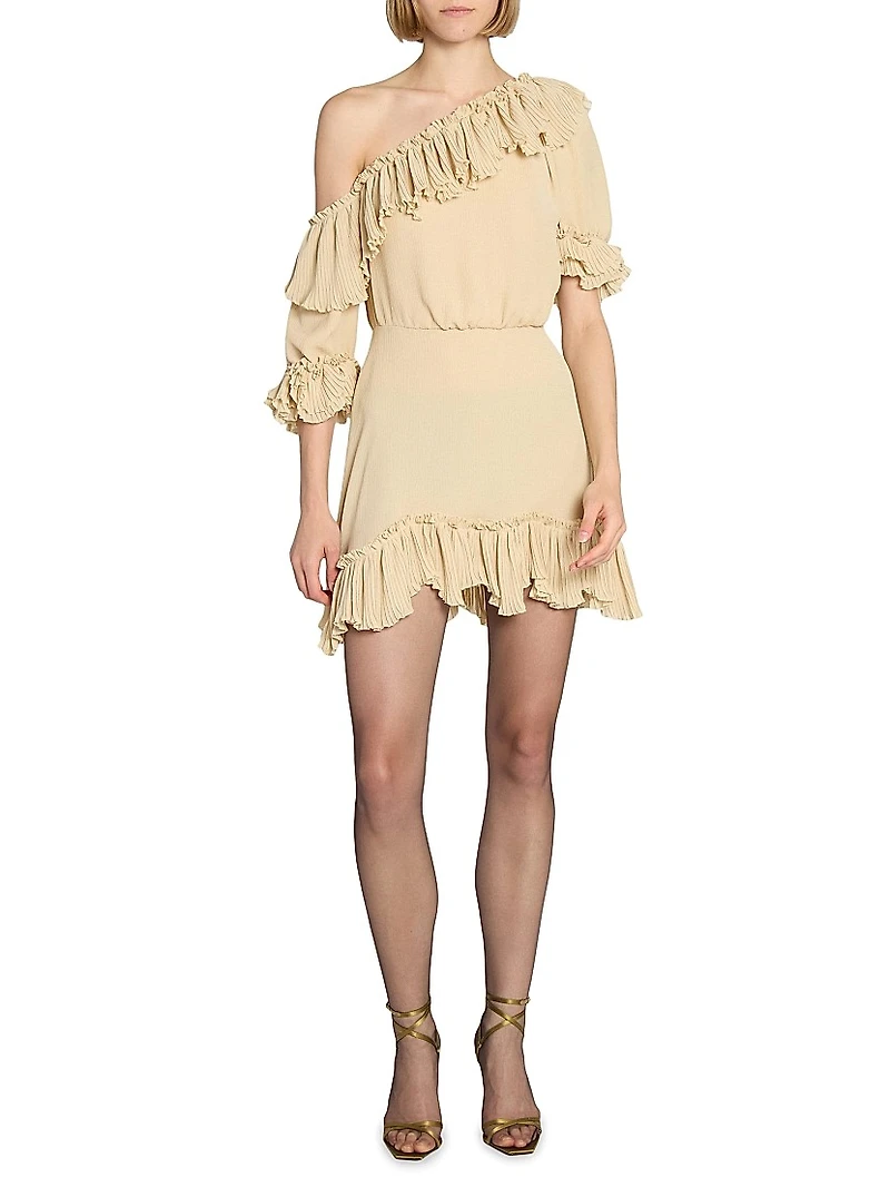 Ruffled Dress Silk Crepon Muslin