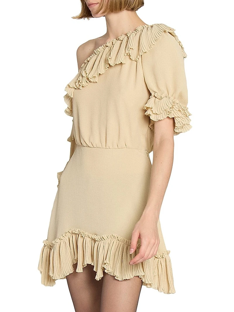 Ruffled Dress Silk Crepon Muslin