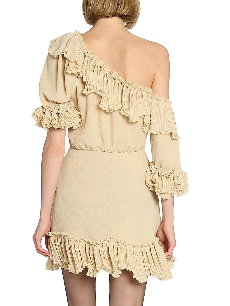 Ruffled Dress Silk Crepon Muslin