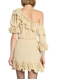 Ruffled Dress Silk Crepon Muslin