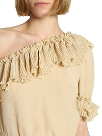 Ruffled Dress Silk Crepon Muslin
