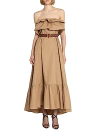 Ruffled Dress in Cotton Serge