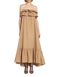 Ruffled Dress in Cotton Serge