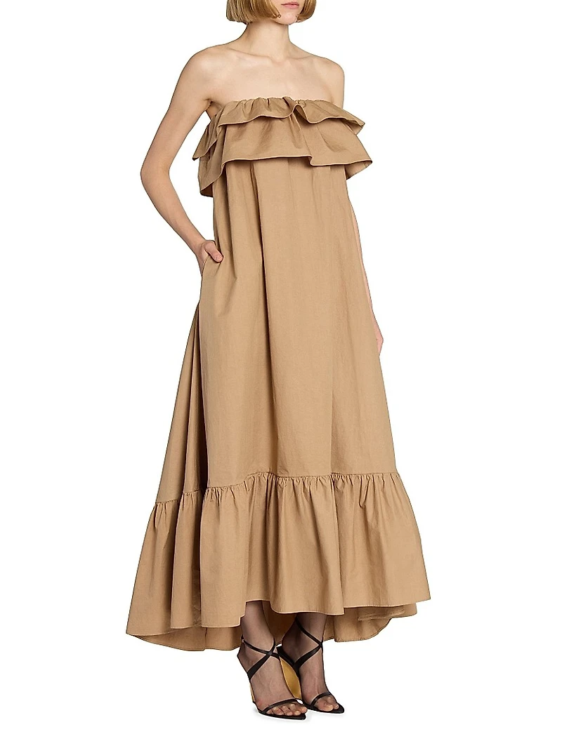 Ruffled Dress in Cotton Serge