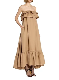 Ruffled Dress in Cotton Serge