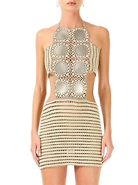 Crocheted Cut-Out Minidress