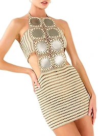 Crocheted Cut-Out Minidress