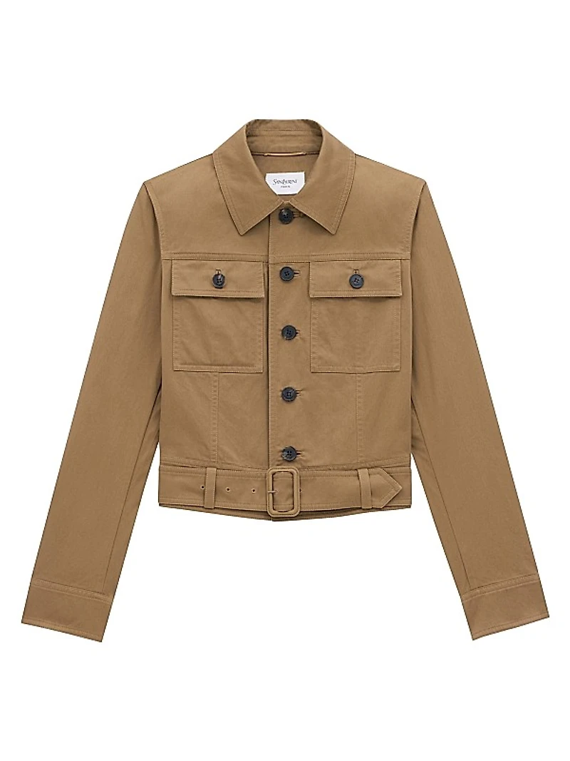 Cropped Jacket in Cotton Serge