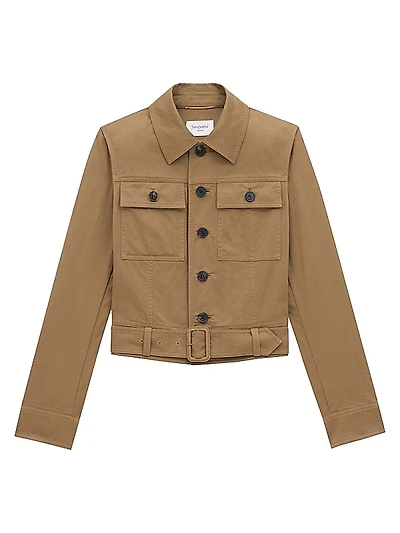 Cropped Jacket in Cotton Serge