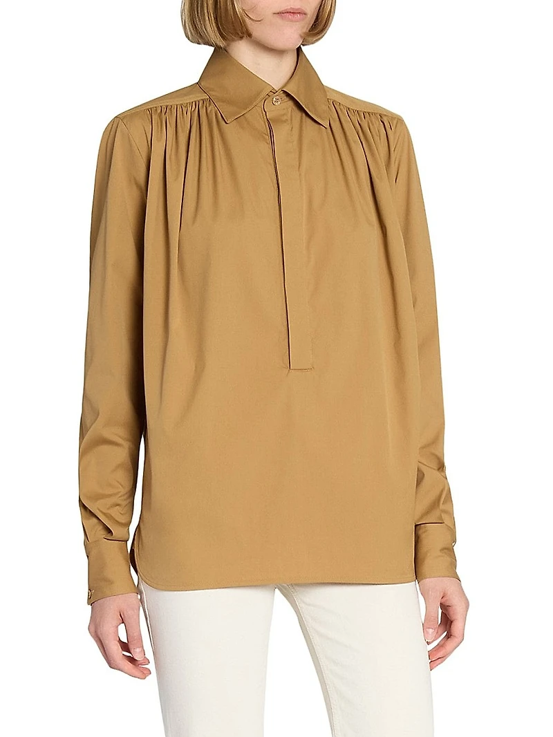 Gathered Blouse Cotton Sateen