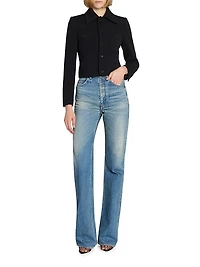 Cropped Jacket Wool-Blend Jersey