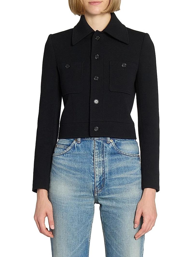 Cropped Jacket Wool-Blend Jersey