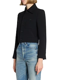 Cropped Jacket Wool-Blend Jersey