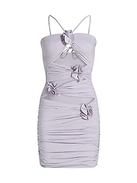 Coari Floral Appliqué Cut-Out Minidress