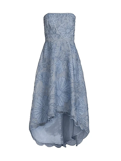 Floral Embellished Bandeau A-Line Midi-Dress