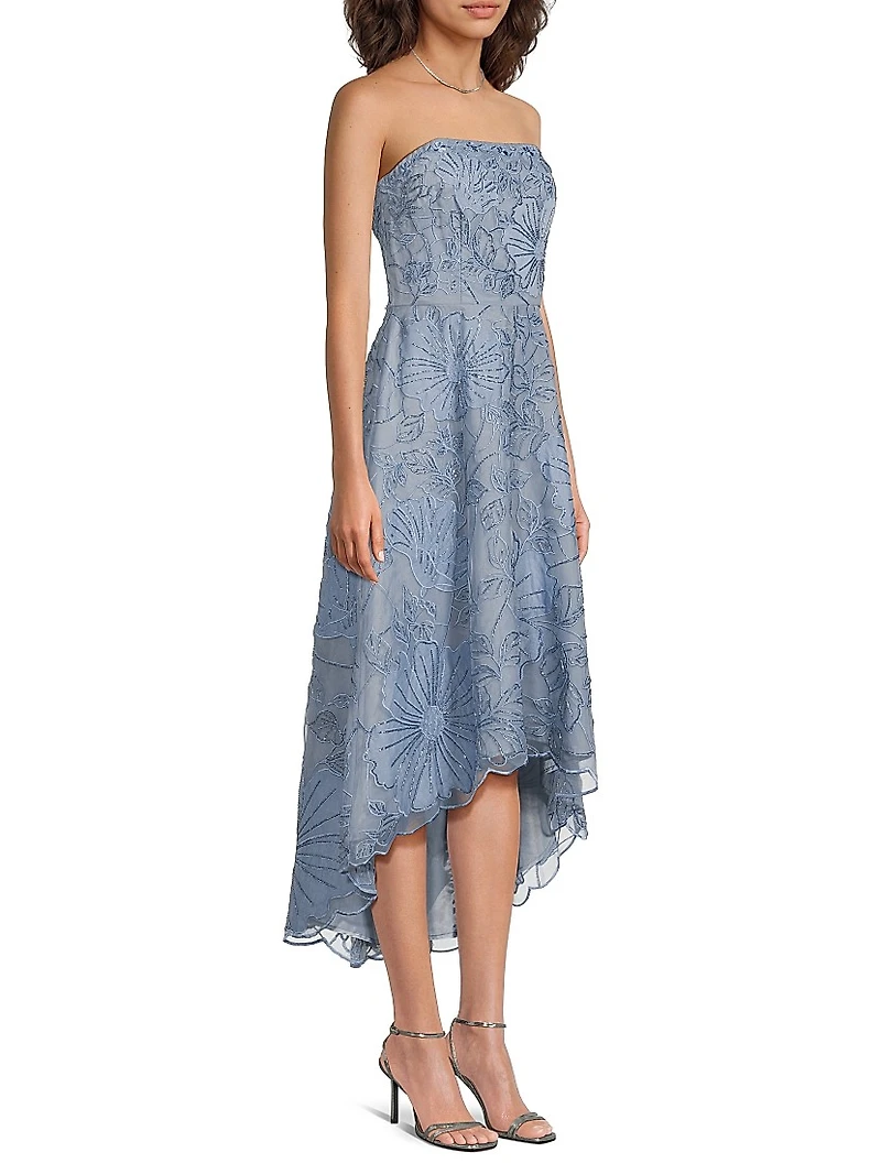 Floral Embellished Bandeau A-Line Midi-Dress