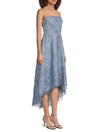 Floral Embellished Bandeau A-Line Midi-Dress