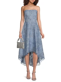 Floral Embellished Bandeau A-Line Midi-Dress