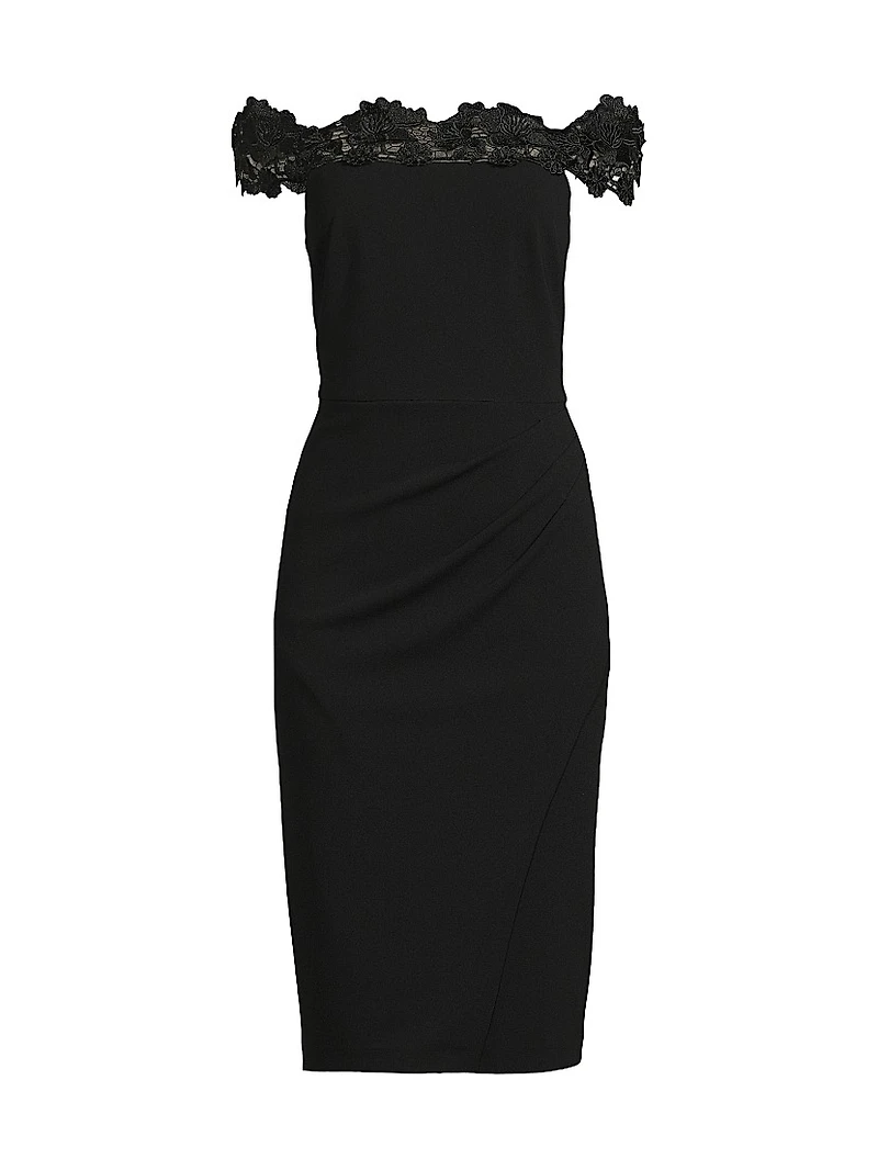 Crepe Off-The-Shoulder Midi-Dress