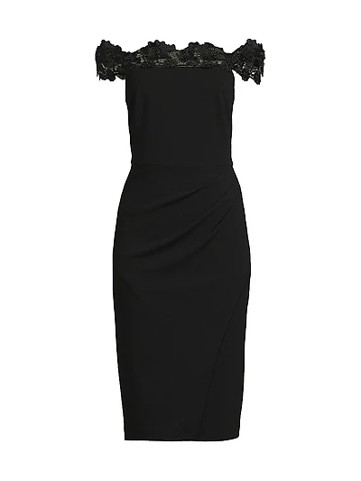 Crepe Off-The-Shoulder Midi-Dress