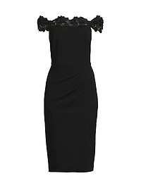 Crepe Off-The-Shoulder Midi-Dress