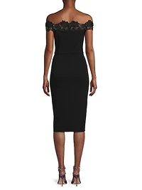 Crepe Off-The-Shoulder Midi-Dress