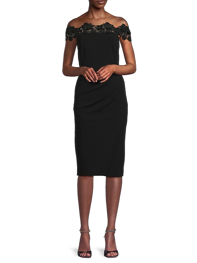 Crepe Off-The-Shoulder Midi-Dress