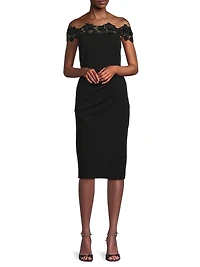 Crepe Off-The-Shoulder Midi-Dress