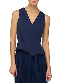 Stretch Crepe Pleated Midi-Dress