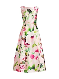 Kristen Floral Pleated Midi-Dress