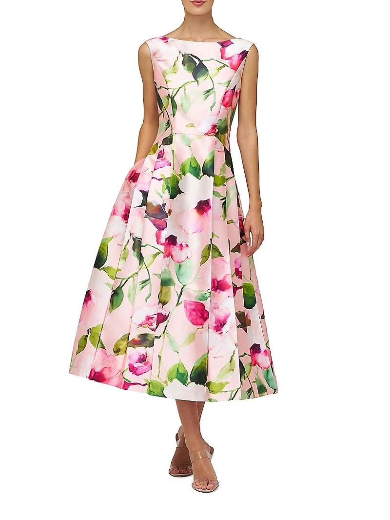 Kristen Floral Pleated Midi-Dress