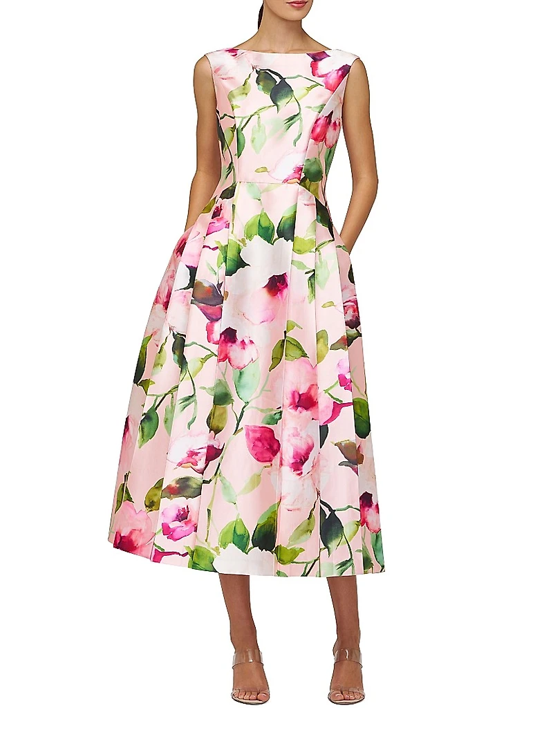 Kristen Floral Pleated Midi-Dress