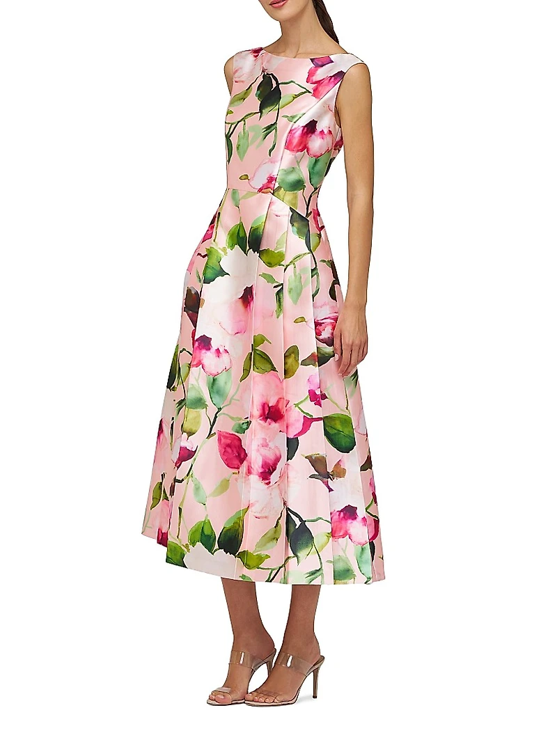 Kristen Floral Pleated Midi-Dress
