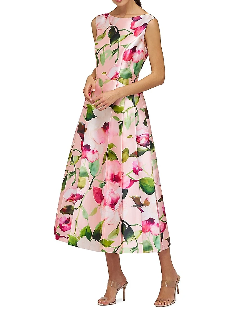 Kristen Floral Pleated Midi-Dress