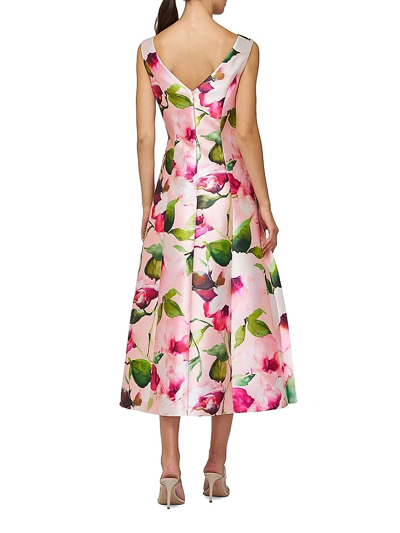 Kristen Floral Pleated Midi-Dress