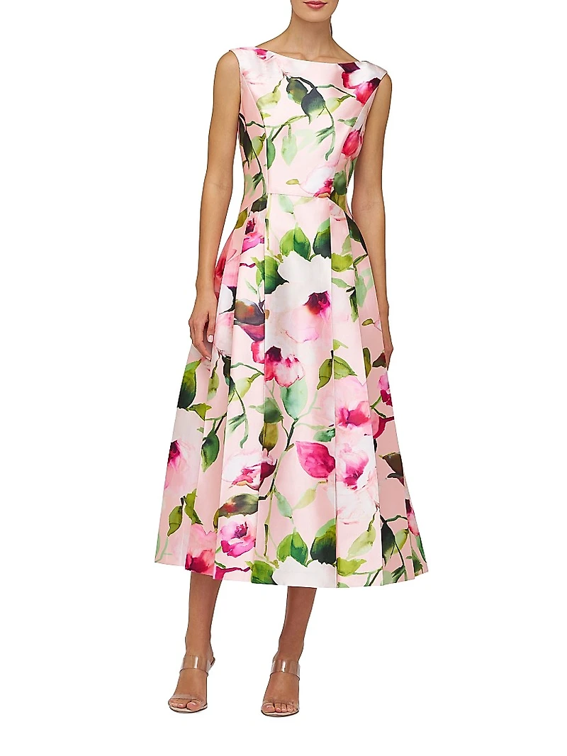 Kristen Floral Pleated Midi-Dress