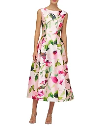 Kristen Floral Pleated Midi-Dress